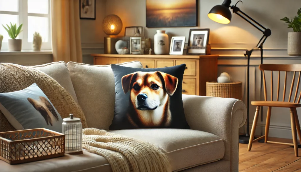 02 - Living Room With Custom Portraits Tell Pet Love Stories