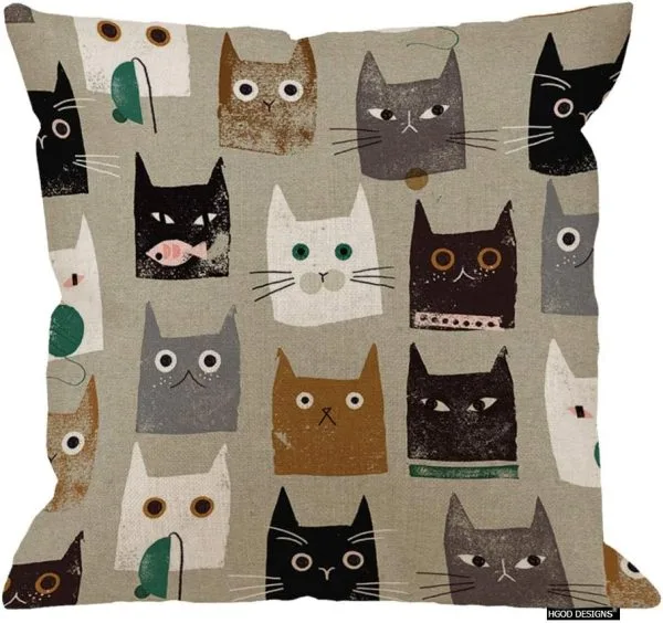 Unique Square Printed Cat Pattern Pillow Case